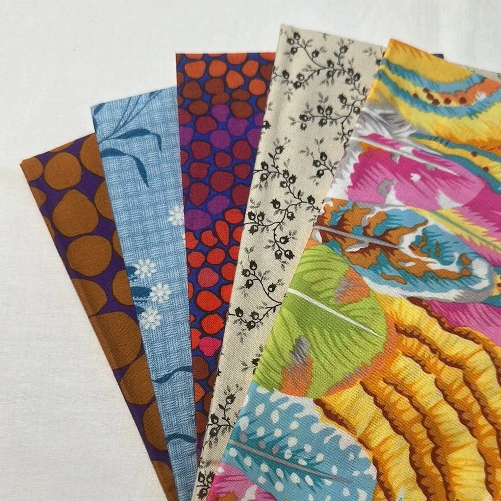 Fabric 5 pieces 100% Cotton Multicolor - Picture 1 of 3
